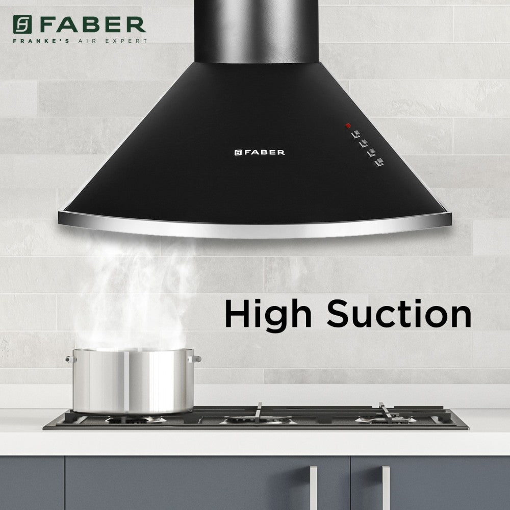 Faber HOOD CLASS PRO PB BK LTW 60 Wall Mounted Chimney - Black 1000 CMH