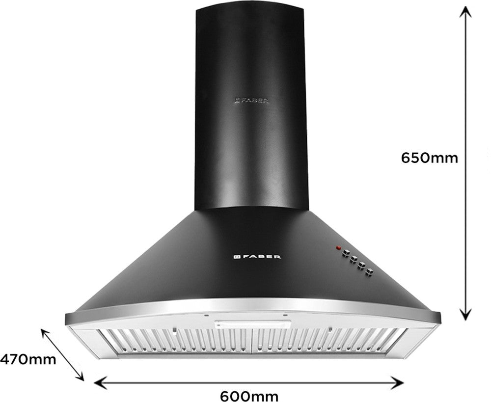 Faber HOOD CLASS PRO PB BK LTW 60 Wall Mounted Chimney - Black 1000 CMH