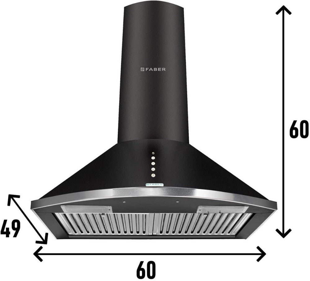 फैबर हुड क्लास प्लस पीबी बीके एलटीडब्ल्यू 60 दीवार पर लगने वाली चिमनी - काली 1000 सीएमएच