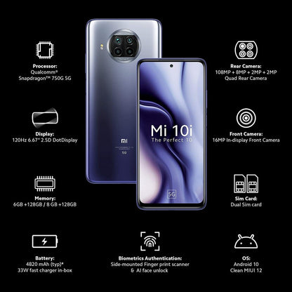 Mi 10i (Atlantic Blue, 64 GB) - 6 GB RAM