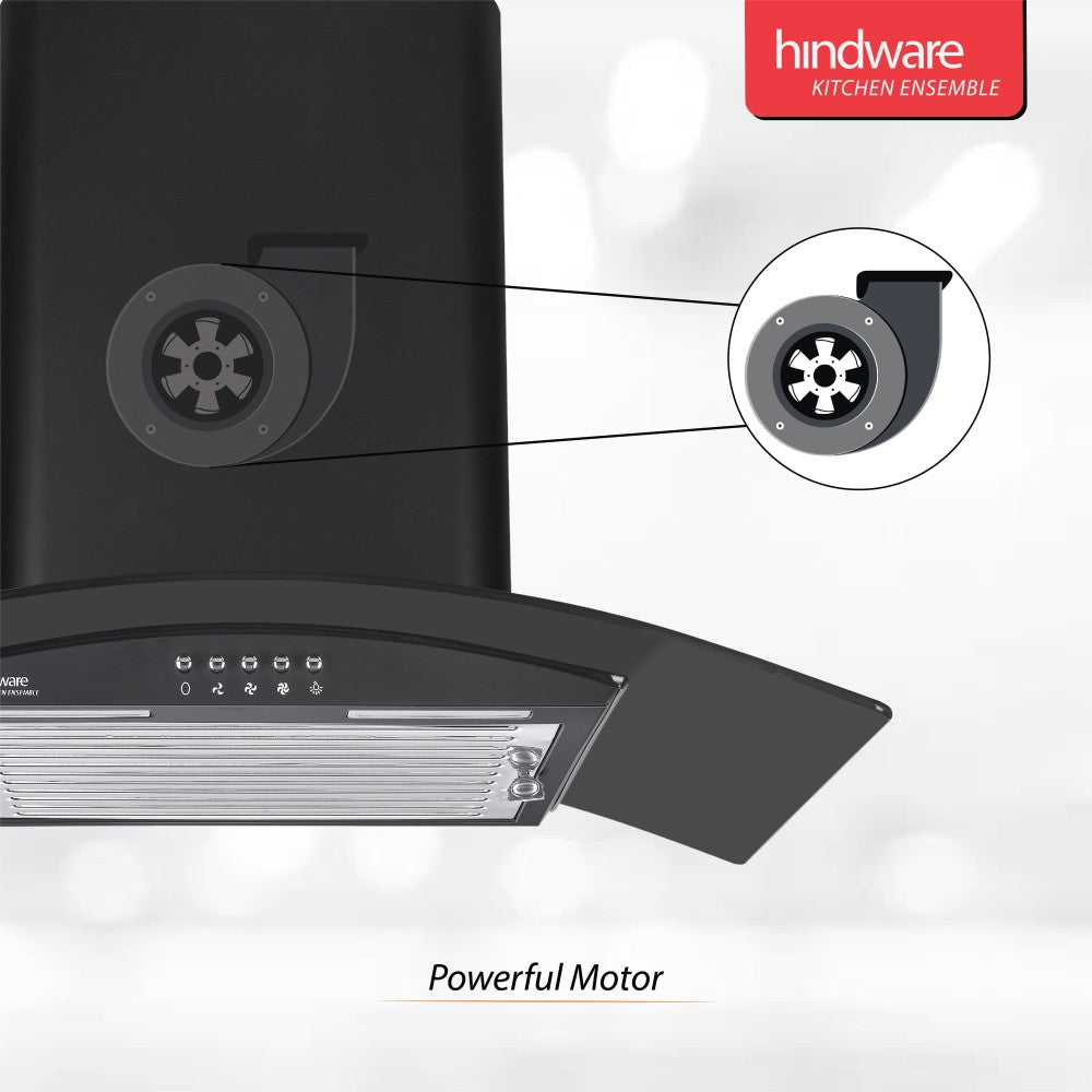 Hindware Sabina Neo BLK 60 Wall Mounted Chimney - Black 1100 CMH