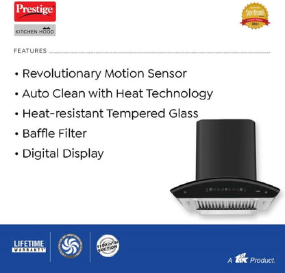 Prestige Oscar 600 Auto Clean Wall Mounted Chimney - Black 1100 CMH