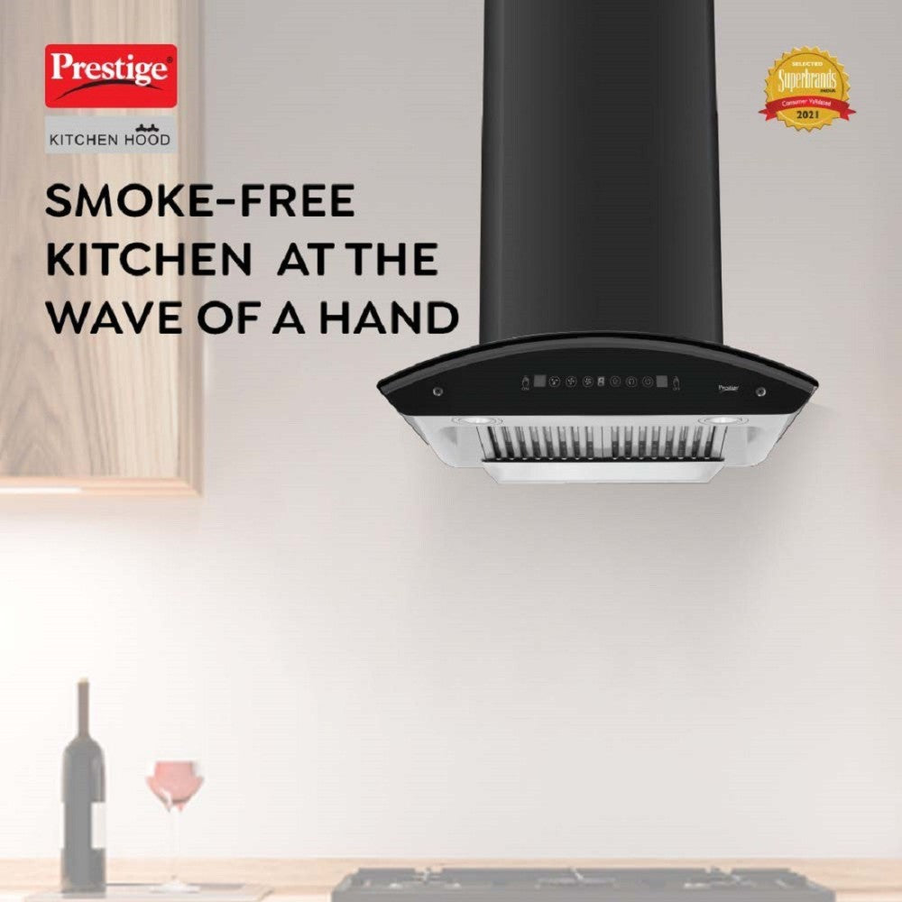 Prestige Oscar 600 Auto Clean Wall Mounted Chimney - Black 1100 CMH