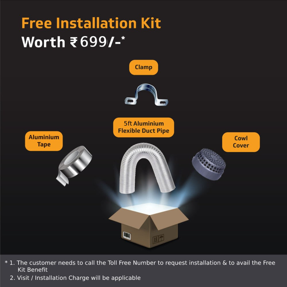 V-Guard A20 BL180 Auto Clean with free installation kit Wall Mounted Chimney - Black 1200 CMH