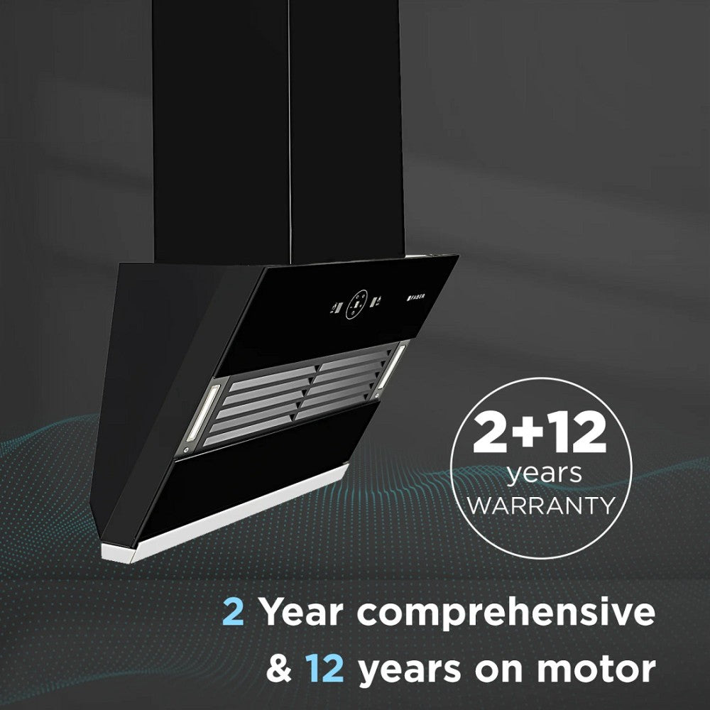 Faber HOOD वर्टिगो FL SC AC BK 75 ऑटो क्लीन वॉल माउंटिंग चिमनी - काला 1200 CMH