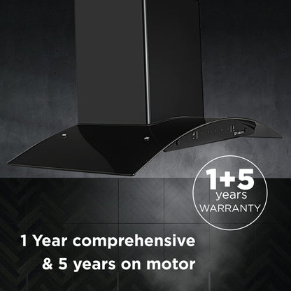 Faber Hood Sydney FL SC AC BK 90 Auto Clean Wall Mounted Chimney - Black 1200 CMH