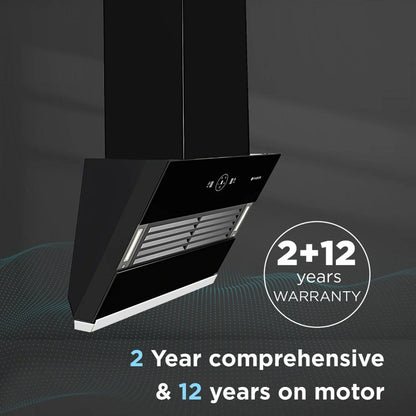 Faber HOOD वर्टिगो FL SC AC BK 90 ऑटो क्लीन दीवार पर लगने वाली चिमनी - काला 1200 CMH