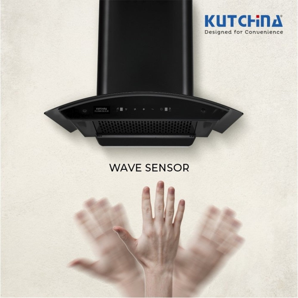 Kutchina Flora Dlx 60 Auto Clean Wall Mounted Chimney - Black 1200 CMH