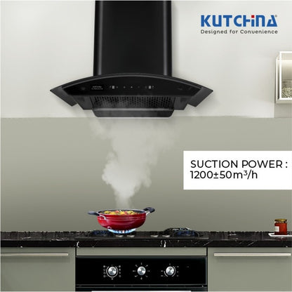 Kutchina Flora Dlx 60 Auto Clean Wall Mounted Chimney - Black 1200 CMH