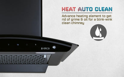 Elica FL 600 SLIM HAC MS NERO Auto Clean Wall Mounted Chimney - Black 1200 CMH