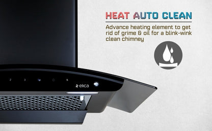 Elica FL 900 SLIM HAC MS NERO Auto Clean Wall Mounted Chimney - Black 1200 CMH