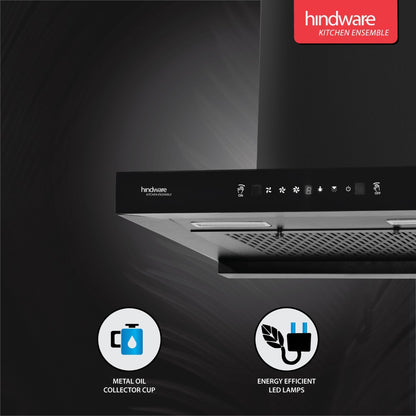 Hindware Talya 60 Auto Clean Wall Mounted Chimney - Black 1200 CMH