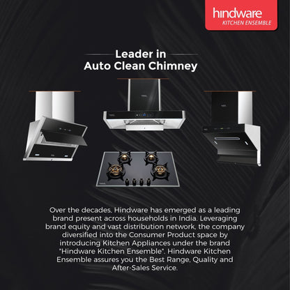 Hindware Talya 60 Auto Clean Wall Mounted Chimney - Black 1200 CMH