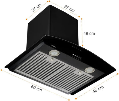 ALSTORM ALPHA PB BK 60cm दीवार पर लगने वाली चिमनी - काला 1200 CMH