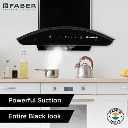 Faber HOOD ORIENT Xpress IND HC SC EBK 60 Auto Clean Wall Mounted Chimney - Black 1200 CMH