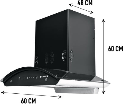 फैबर हुड ओरिएंट एक्सप्रेस 3डी इंड एचसी एससी बीके 60 ऑटो क्लीन वॉल माउंटेड चिमनी - ब्लैक 1225 सीएमएच
