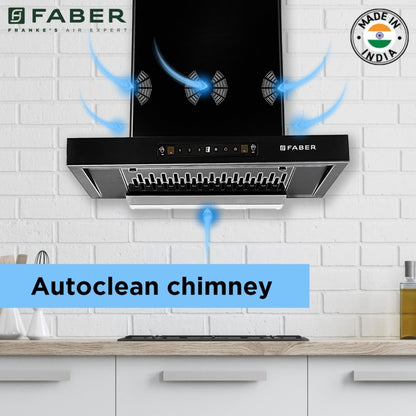 Faber HOOD BONITO 3D IND HC SC FL BK 60 Auto Clean Wall Mounted Chimney - BLACK 1250 CMH