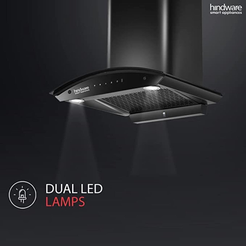 Hindware Celesia 60 cm Auto Clean Low Noise 1300m3 Suction Made In India Auto Clean Wall Mounted Chimney - Black 1300 CMH