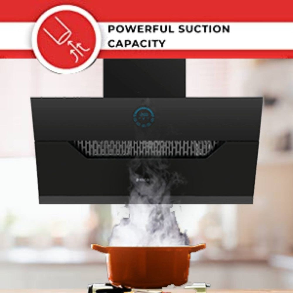 Elica EFL 107 HAC LTW VMS 90 Auto Clean Wall Mounted Chimney - Black 1350 CMH