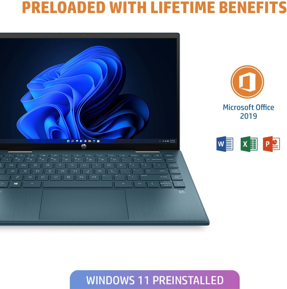 HP Pavilion Intel Core i3 11th Gen - (8 GB/512 GB SSD/Windows 11 Home) 14-dy0208TU Thin and Light Laptop - 14 Inch, Spruce Blue, 1.52 Kg, With MS Office