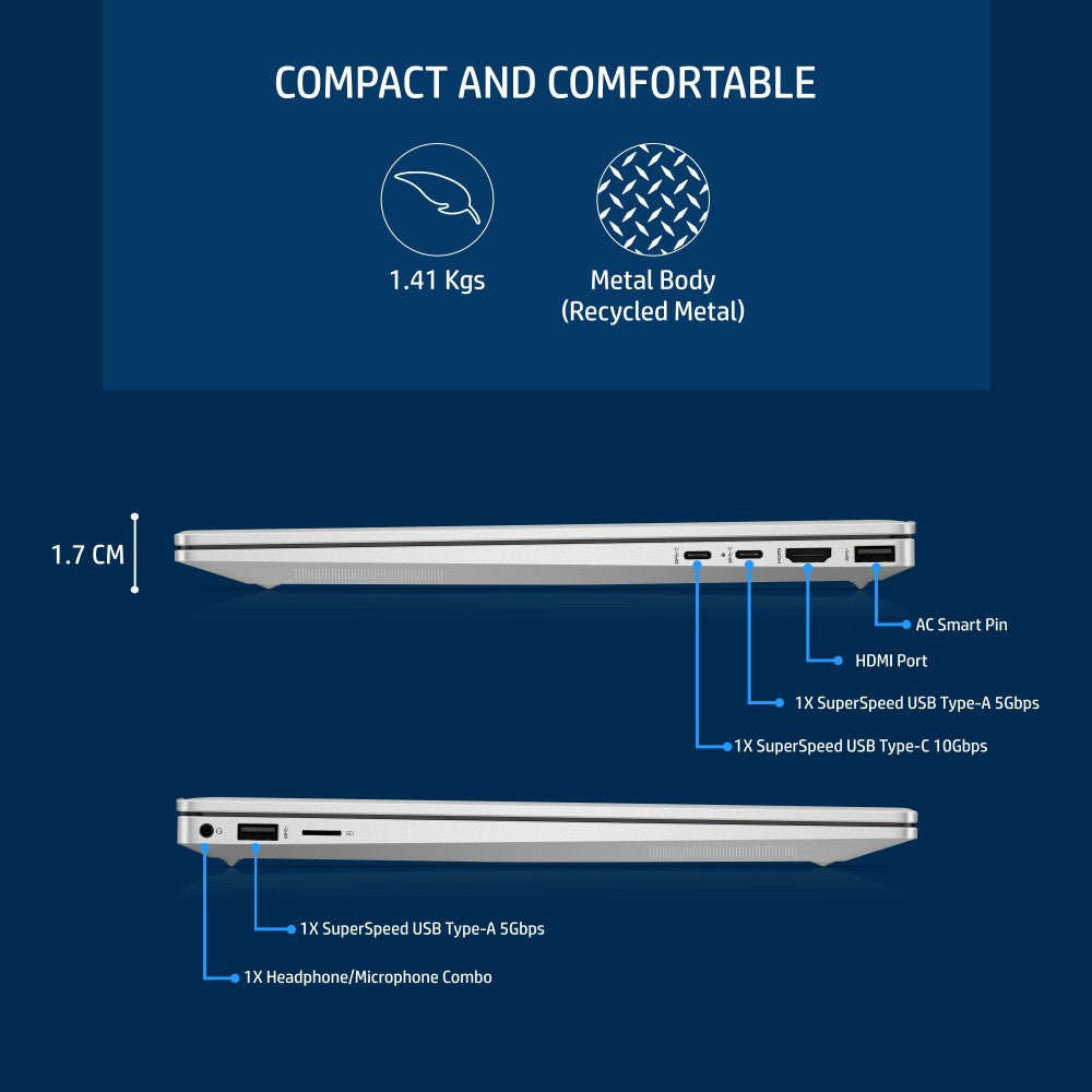 एचपी पवेलियन प्लस क्रिएटर ओएलईडी आईसेफ (2023) इंटेल एच-सीरीज़ कोर आई7 12वीं पीढ़ी - (16 जीबी/1 टीबी एसएसडी/विंडोज 11 होम) 14-एह0024टीयू पतला और हल्का लैपटॉप - 14 इंच, नेचुरल सिल्वर, 1.41 किलोग्राम, एमएस ऑफिस के साथ