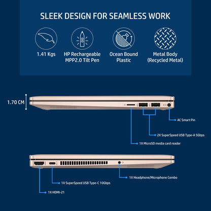 एचपी पवेलियन x360 (2023) इंटेल कोर i5 13वीं पीढ़ी - (16 जीबी/1 टीबी एसएसडी/विंडोज 11 होम) 14-ek1009TU पतला और हल्का लैपटॉप - 14 इंच, हल्का गुलाबी सोना, 1.41 किलोग्राम, एमएस ऑफिस के साथ