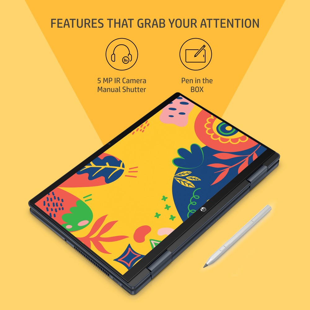 HP Pavilion x360 Core i5 12th Gen - (16 GB/512 GB SSD/Windows 11 Home) 14-ek0078TU पतला और हल्का लैपटॉप - 14 इंच, स्पेस ब्लू, 1.41 किलोग्राम, MS ऑफिस के साथ