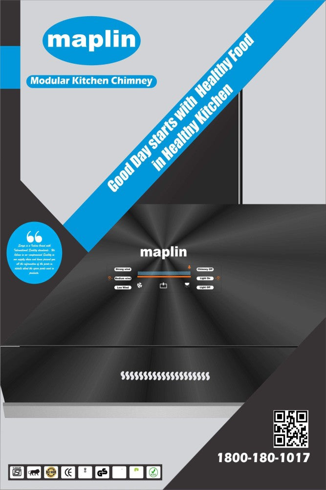 Maplin GO60 ऑटो क्लीन दीवार पर लगने वाली चिमनी - काला, सिल्वर 1400 CMH