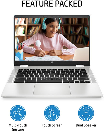 HP Chromebook x360 Intel Celeron Quad Core - (4 GB/64 GB EMMC Storage/Chrome OS) 14a-ca0504TU Thin and Light Laptop - 14 Inch, Forest Teal, 1.49 Kg