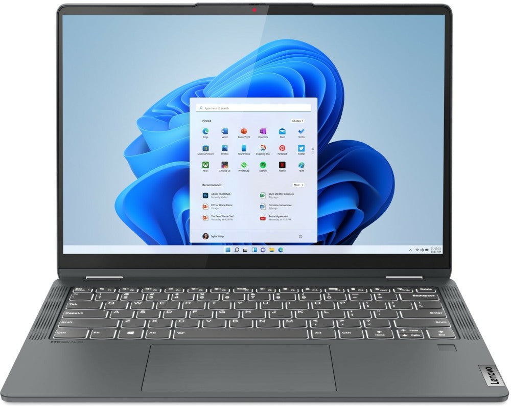 Lenovo IdeaPad Flex 5 Ryzen 5 Hexa Core 5500U - (16GB/512GB SSD/Windows 11 Home) 14ALC7 पतला और हल्का लैपटॉप - 14 इंच, स्टॉर्म ग्रे, 1.55 Kg, MS Office के साथ