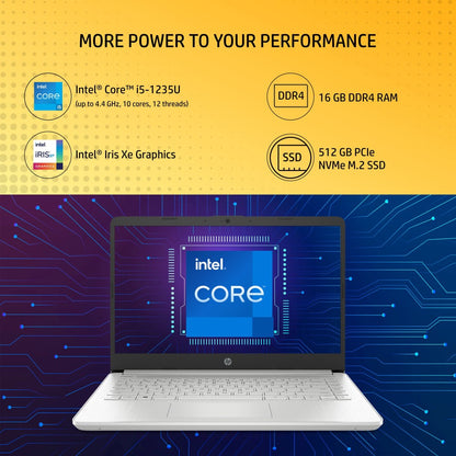 HP 14s Intel Core i5 12th Gen - (16 GB/512 GB SSD/Windows 11 Home) 14s - dy5005TU पतला और हल्का लैपटॉप - 14 इंच, नेचुरल सिल्वर, 1.41 किलोग्राम किग्रा, एमएस ऑफिस के साथ