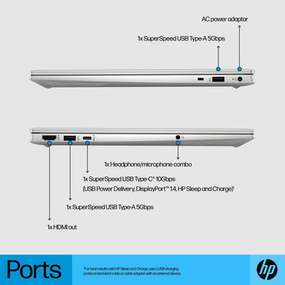 HP Pavilion (2023) Eyesafe Intel Core i7 12th Gen - (16 GB/1 TB SSD/Windows 11 Home) 15-EG2039TU पतला और हल्का लैपटॉप - 15.6 इंच, नेचुरल सिल्वर, 1.75 Kg kg, MS Office के साथ