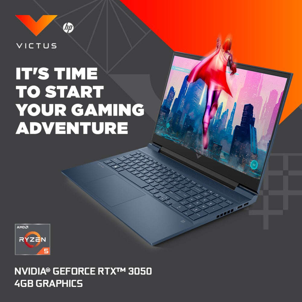 HP Victus गेमिंग Ryzen 5 हेक्सा कोर 5600H - (16 GB/512 GB SSD/Windows 11 Home/4 GB ग्राफ़िक्स/NVIDIA GeForce RTX 3050) 15-fb0136AX गेमिंग लैपटॉप - 15.6 इंच, परफॉर्मेंस ब्लू, 2.37 किलोग्राम