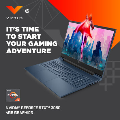 HP Victus गेमिंग Ryzen 5 हेक्सा कोर 5600H - (16 GB/512 GB SSD/Windows 11 Home/4 GB ग्राफ़िक्स/NVIDIA GeForce RTX 3050) 15-fb0136AX गेमिंग लैपटॉप - 15.6 इंच, परफॉर्मेंस ब्लू, 2.37 किलोग्राम