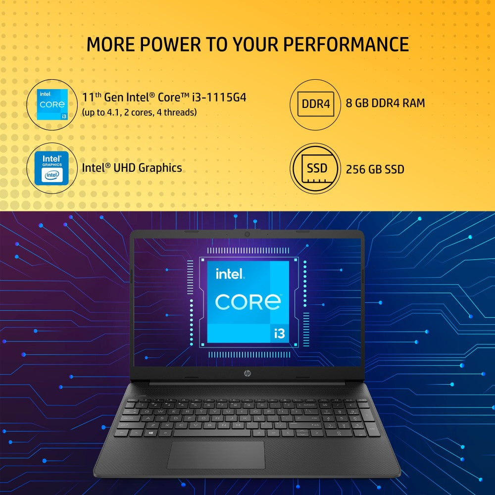 HP Core i3 11वीं जेनरेशन - (8GB/256GB SSD/Windows 11 Home) 15s-fq2670TU पतला और हल्का लैपटॉप - 15.6 इंच, जेट ब्लैक, 1.69 Kg, MS Office के साथ