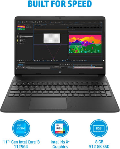 HP 15s Intel Core i3 11th Gen - (8 GB/512 GB SSD/Windows 11 Home) 15s-fq2671TU Thin and Light Laptop - 15.6 inch, Jet Black, 1.69 Kg, With MS Office