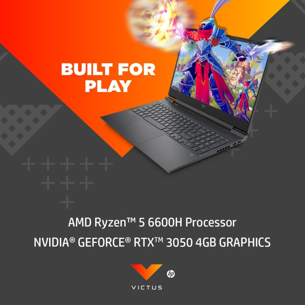 HP Victus Ryzen 5 Hexa Core 6600H - (8 GB/512 GB SSD/Windows 11 Home/4 GB ग्राफ़िक्स/NVIDIA GeForce RTX 3050) 16-e1062AX गेमिंग लैपटॉप - 16.1 इंच, मीका सिल्वर, 2.48 किलोग्राम, MS ऑफिस के साथ