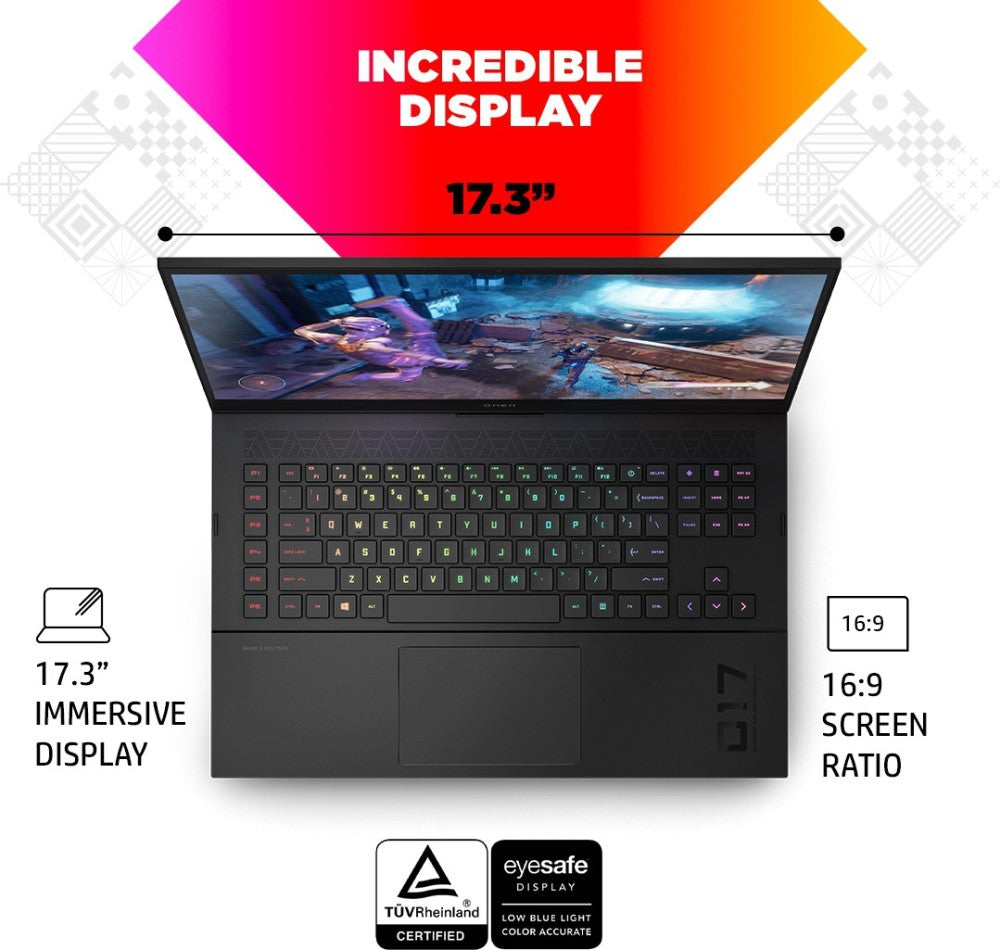 HP Omen Intel Core i9 12th Gen - (32 GB/2 TB SSD/Windows 11 Home/16 GB ग्राफ़िक्स/NVIDIA GeForce RTX 3080Ti) 17-ck1023TX गेमिंग लैपटॉप - 17.3 इंच, शैडो ब्लैक, 2.76 Kg, MS Office के साथ