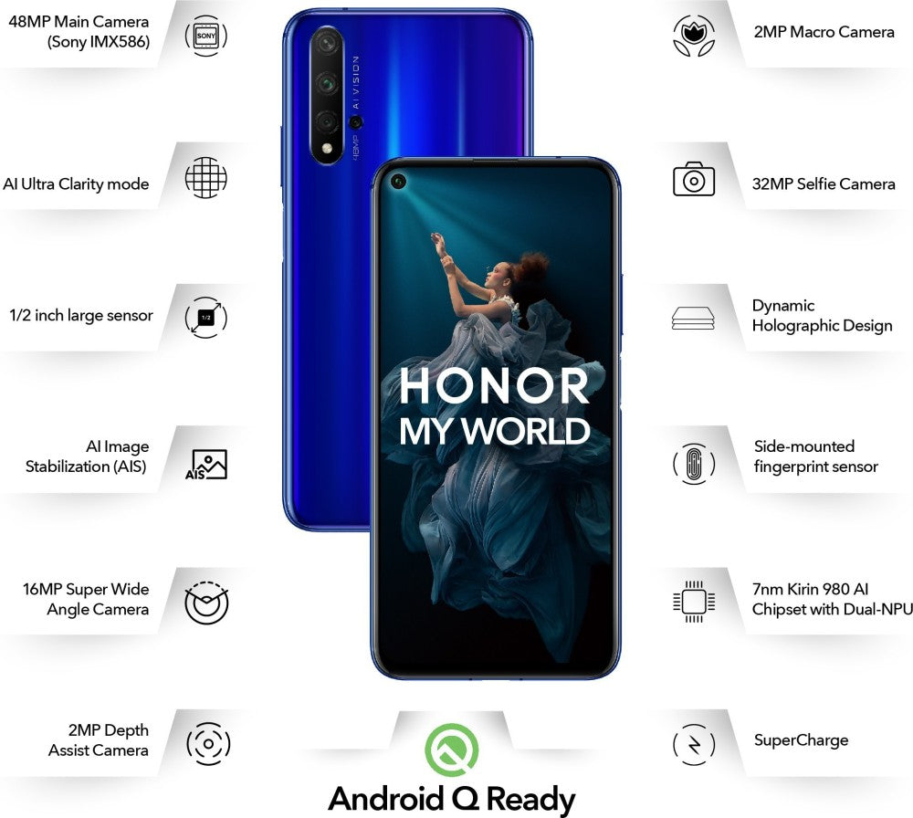 Honor 20 (Sapphire Blue, 128 GB) - 6 GB RAM