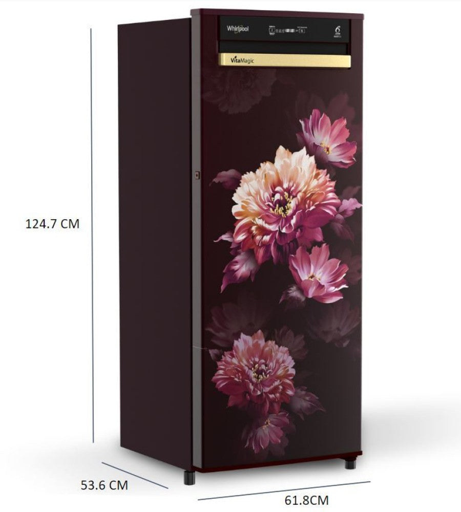 Whirlpool 192 L Direct Cool Single Door 3 Star Refrigerator - Maroon, 215 VMPRO PRM 3S INV WINE DAFNE- Z