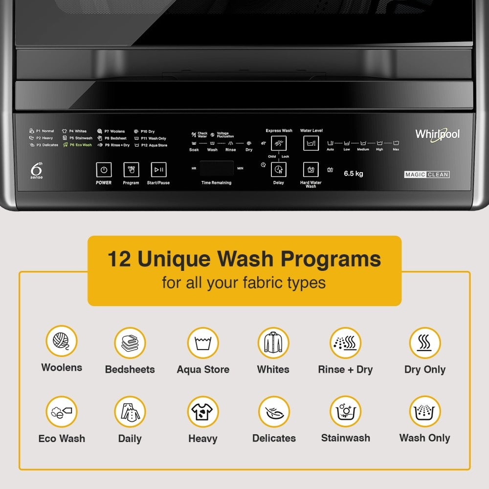 Whirlpool 7.5 kg Fully Automatic Top Load Washing Machine Grey - MAGIC CLEAN 7.5 GENX GREY 5YMW