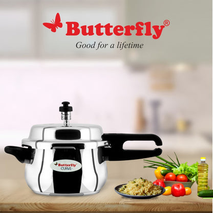 Butterfly Curve 3 L Induction Bottom Pressure Cooker - Stainless Steel