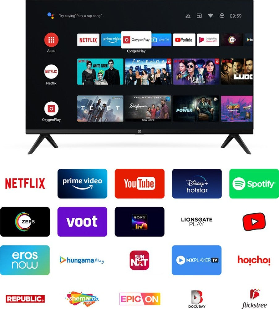 OnePlus Y1S 80 cm (32 inch) HD Ready LED Smart Android TV with Android 11 and Bezel-Less Frame - 32HD2A00