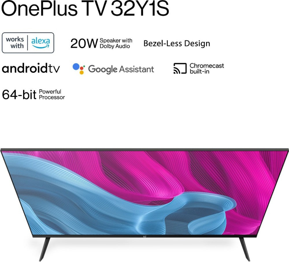 OnePlus Y1S 80 cm (32 inch) HD Ready LED Smart Android TV with Android 11 and Bezel-Less Frame - 32HD2A00