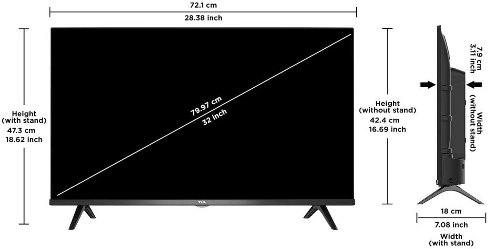 TCL 79.97 cm (32 inch) HD Ready LED Smart Android TV with 2022 Mode | 2 Years warranty - 32S615