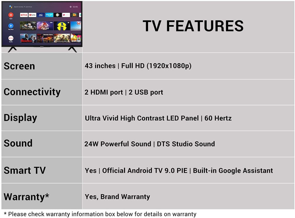 Hisense 108 सेमी (43 इंच) फुल एचडी एलईडी स्मार्ट टीवी - 43A56E