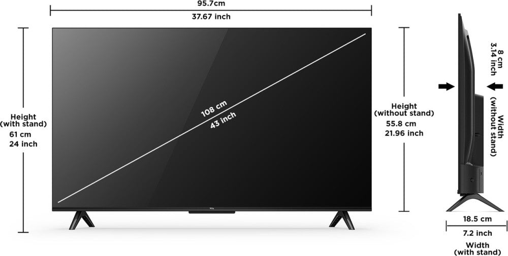 TCL 43P635 108 cm (43 inch) Ultra HD (4K) LED Smart Google TV with Bezel-Less Design and Dolby Audio & 2 Years Warranty - 43P635