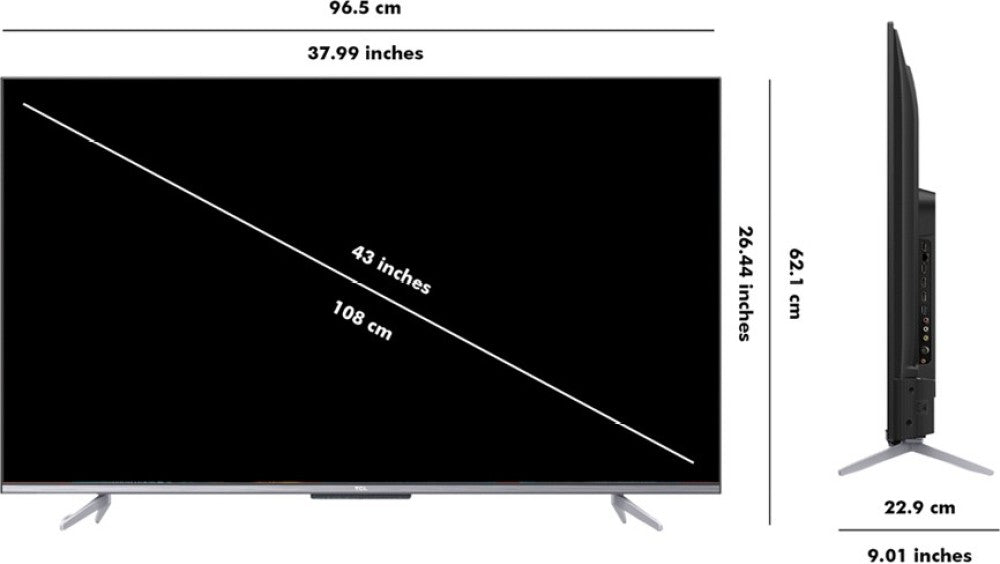 टीसीएल पी725 108 सेमी (43 इंच) अल्ट्रा एचडी (4के) एलईडी स्मार्ट एंड्रॉइड टीवी - 43पी725