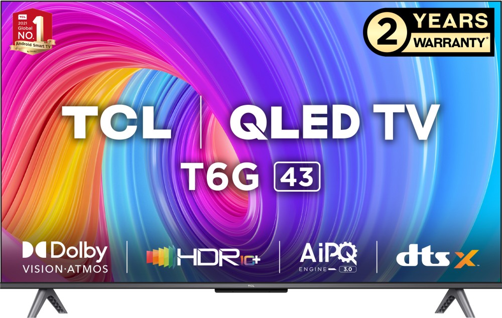 TCL 108 cm (43 inch) QLED Ultra HD (4K) Smart Google TV with Game Master 2.0 - 43T6G
