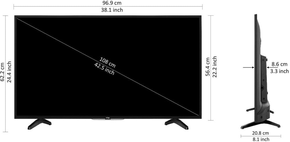 वीयू प्रीमियम 108 सेमी (43 इंच) फुल एचडी एलईडी स्मार्ट एंड्रॉइड टीवी - 43UA